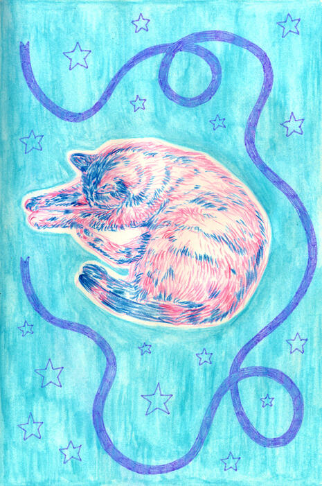 colored pencils and fine line markers on paper